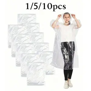 Disposable Thick Raincoats with Wind Hat, Portable Waterproof Poncho for Travel and Outdoor Activities, Transparent Travel Essentials, Waterproof Hooded Raincoat