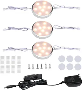 Under Cabinet Lighting Plug in 3 Pack.12V LED Under Cabinet Lights Wired with Switch,Hardwired Linkable Under Counter Lights for Kitchen Closet Counter Shelf Lighting(2700K Warm White)