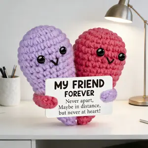 Funny Crochet Heart Best Friend Birthday Gifts for Women Galentines Valentines Day Long Distance Friendship Gifts for Friends Going Away Gift for Coworkers Bestie Cute Handmade Valentine's Desk Decor with Special Message  gifts   Soft Stuffed Animal