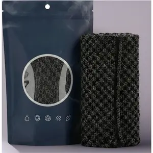 Silver Ion Exfoliating Shower Towel - Antibacterial Bath Washcloth for Body & Face, Premium Scrub Loofah with Odor-Resistant Technology, Soft Exfoliating Cloth for Men Women (Black, 10"x12")