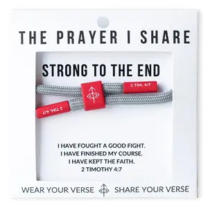 The Prayer I Share Strong to the End 2 Timothy 4:7 Bible Verse Bracelet Unisex Adjustable Cuff Waterproof Faith Wear Jewelry with Inspirational Message