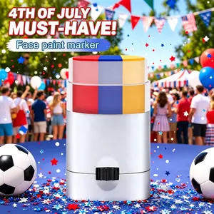 Three-color striped face paint stick, washable and skin-safe flag face painting stick, suitable for fans