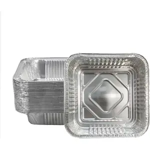 Non-Stick Disposable Air Fryer Aluminum Foil Liners Square 50 count, Oil-Proof Aluminum Foil Tin Box Also for Steamer Basket  Oven & Grill (9 * 9 Inch-Square)