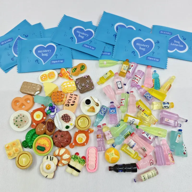 Mini Food Bottle Assorted Random Packaging, Toy House Accessories, Party Gift Set, Resin Food Bottles DIY Material Pack, Pretend Cooking Game