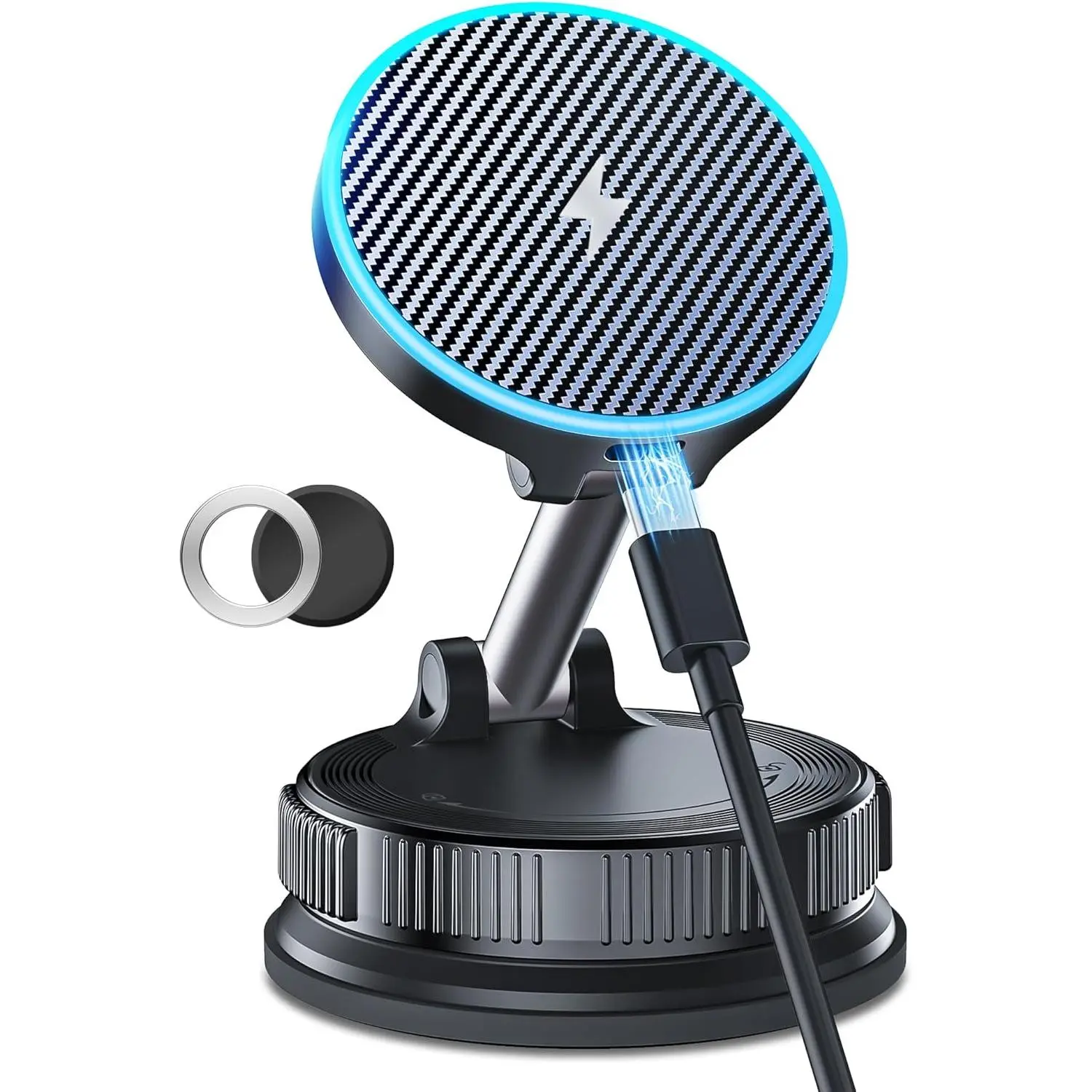 W MagSafe Car Mount Charger, Magnetic Wireless Car Charger with Vacuum Suction Cup & Nano Adhesive Base, °   Rotatable Strong Hold Car Phone Mount for iPhone       Series, Samsung S