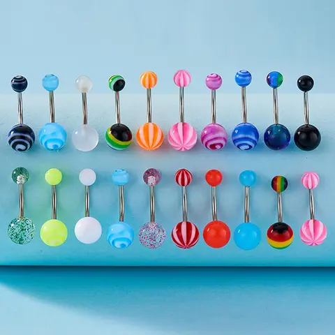 LGBT Random Color Round Belly Button Ring, Women Belly Piercing Body Jewelry, Fashion Jewelry for Clothing Decor, Trendy Exquisite Jewelry, Body Jewellery