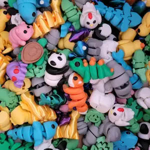 Mini Animal Mystery Pack - 3D Printed Articulating Figurines (15 Pieces) in Assorted Colors, No Duplicate, Perfect for Adults