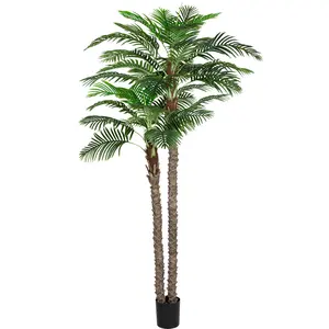 8FT Faux Palm Tree, Artificial Golden Cane Palm Tree Outdoor Indoor, Fake Tree for Home House Office Living Room Yard Patio outdoorfun