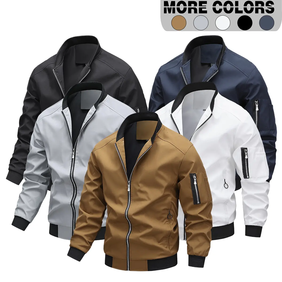 Men’s casual jacket, tactical jacket, zippered pockets, windproof outerwear, suitable for casual wear, outdoor activities, cycling, hiking, hunting, climbing, mountaineering, camping, and work.