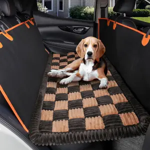Bed for   Seat, Non-Slip Backseat   Bed Mat, Soft Furry Travel Pet Mat, Washable Blanket Custom Fit for Backseat Extenders and Hammock Seat Covers(54"x25" Brown)