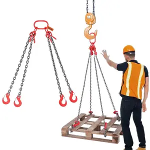 VEVOR Chain Sling, 1/4 5/16 Inch X 5/10 Ft Lifting Chains with Hooks, G80 Engine Chain Hoist Lifts, 6600 lbs/11000LBS Lifting Sling Chains for Engine Hoist, Engine Lift Chain 5T with 4 Leg Grab Hooks and Adjusters