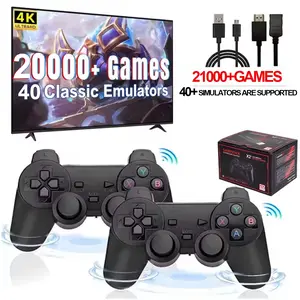 X2 Pro Wireless Retro Gaming Console, 20000+ Games, Supports 3D Games, 4K HD Output, 2.4GHz Wireless Controller, Plug-And-Play TV Game, Game Console Stick