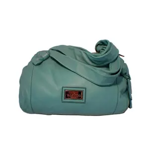 Pre-owned Valentino Lambskin Leather Shoulder Bags Teal Lambskin Shoulder Tote Handbag