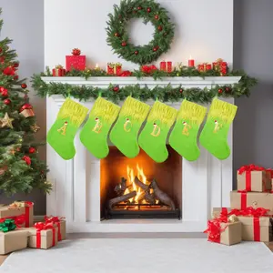 Christmas Plush Letter Sock, Polyester Embroidered Letters, Indoor Holiday Decoration Gift Hanger, Single Pack