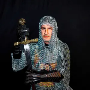 Medieval Warrior Chainmail Coif Armor, 18.75 Inches - Costumes for men, Cosplay, Renaissance