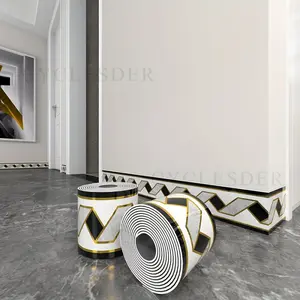 European Marble Tile Wallpaper Roll, 197x3.94 Inches, Thick Self-Adhesive PVC Brick Look, DIY Removable No Residue, Waterproof, Durable, Marble Pattern Wallpaper