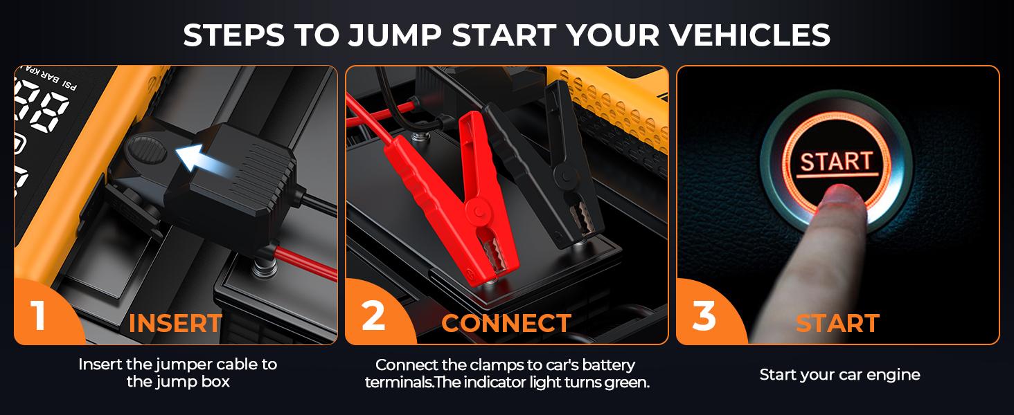 13800hAm the 10 in 1 the 4000A Car Jump Starter with Air Compressor,Battery Jumper Starter Portable with 150PSI Tire Inflator 12V Jump Box with LCD Display,Flashlight,Storage Case.