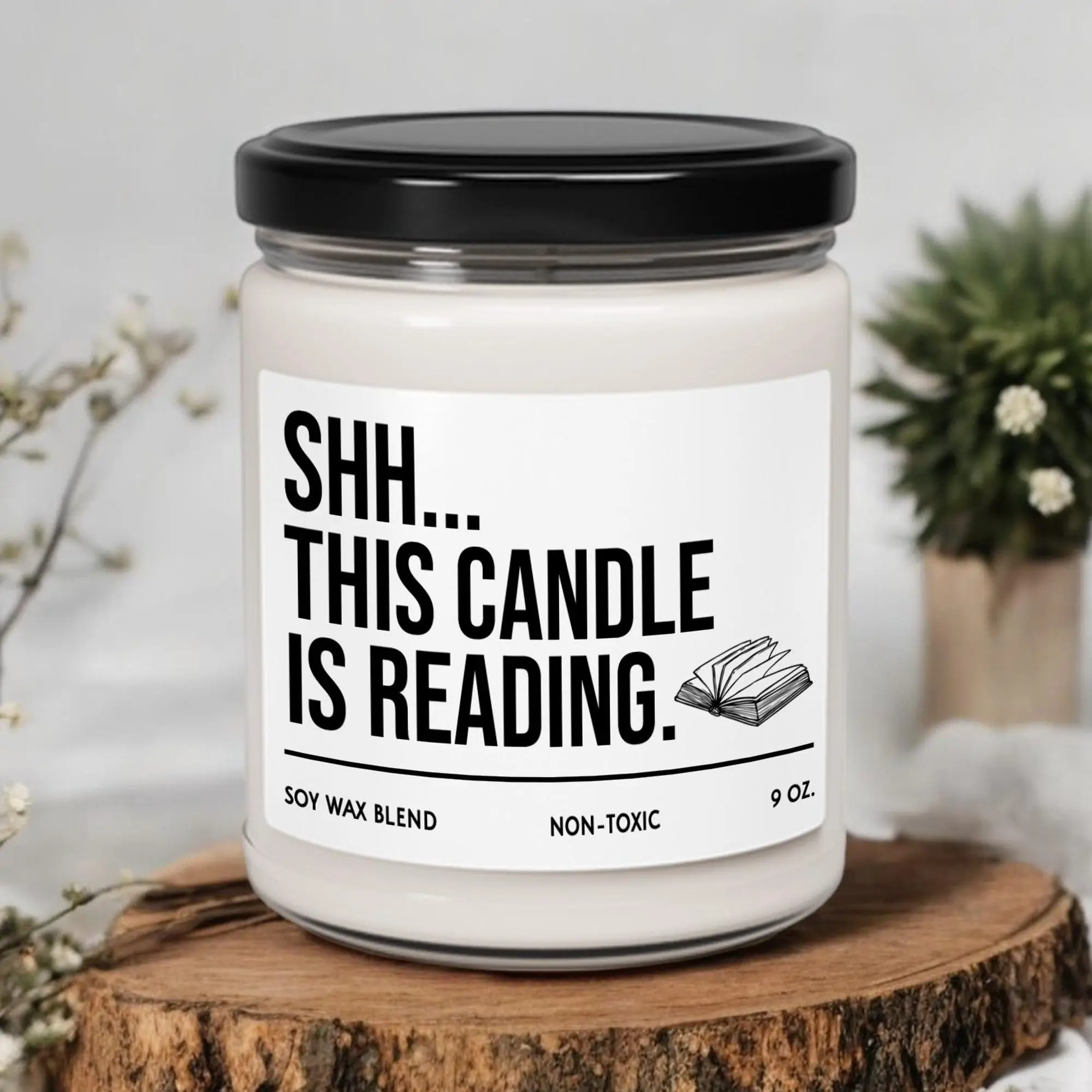 Shhh... This Candle is Reading, Librarian Candle, Librarian Gift, Bookish Candle Gift, Book Lover Gift, Bookworm Gift (OS-AYAiLIBRS) Decor Glass