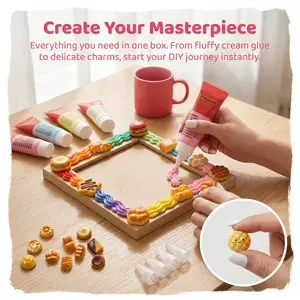 8 Color Imitation Cream Gel Set, 50g Each, Includes 4 Inch Frame, 10 Piping Tips, 10 Decorative Accessories, DIY Creative Craft Kit