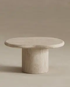 Tuscani Italian Travertine Side Table - Natural Stone Round 24"