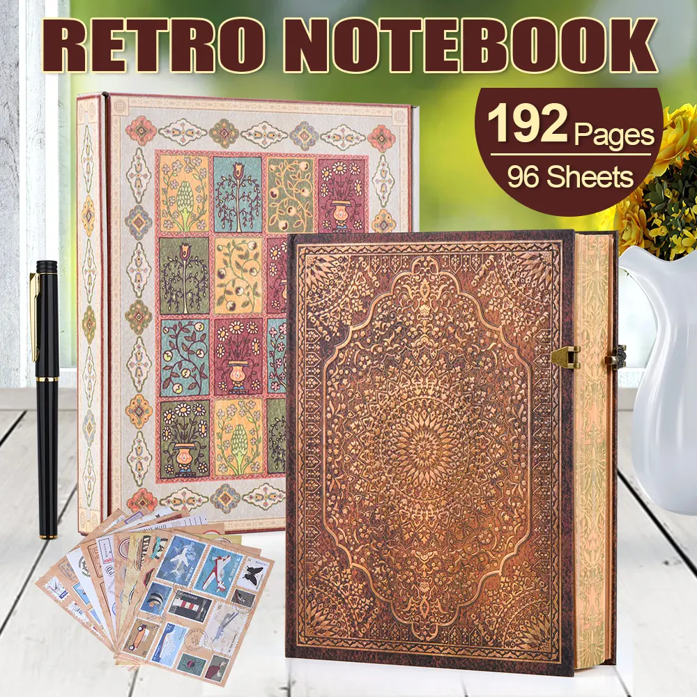 Vintage 3D Cover Hardcover Diary DIY Notebook, 96 Sheets/192 Pages Lined Diary With Envelope Pocket, Suitable As A Notebook, Travel Diary, Scrapbook Or Wedding Anniversary Gift