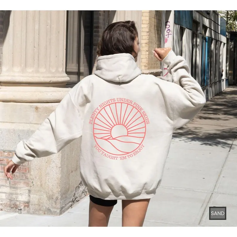 Sunset Hoodie Pink Skies Oversized Tween Girl Gifts Y2K Hoodie Brown Coconut Girl Preppy Sweatshirt Beachy Surf Hoodie How Lucky Are We