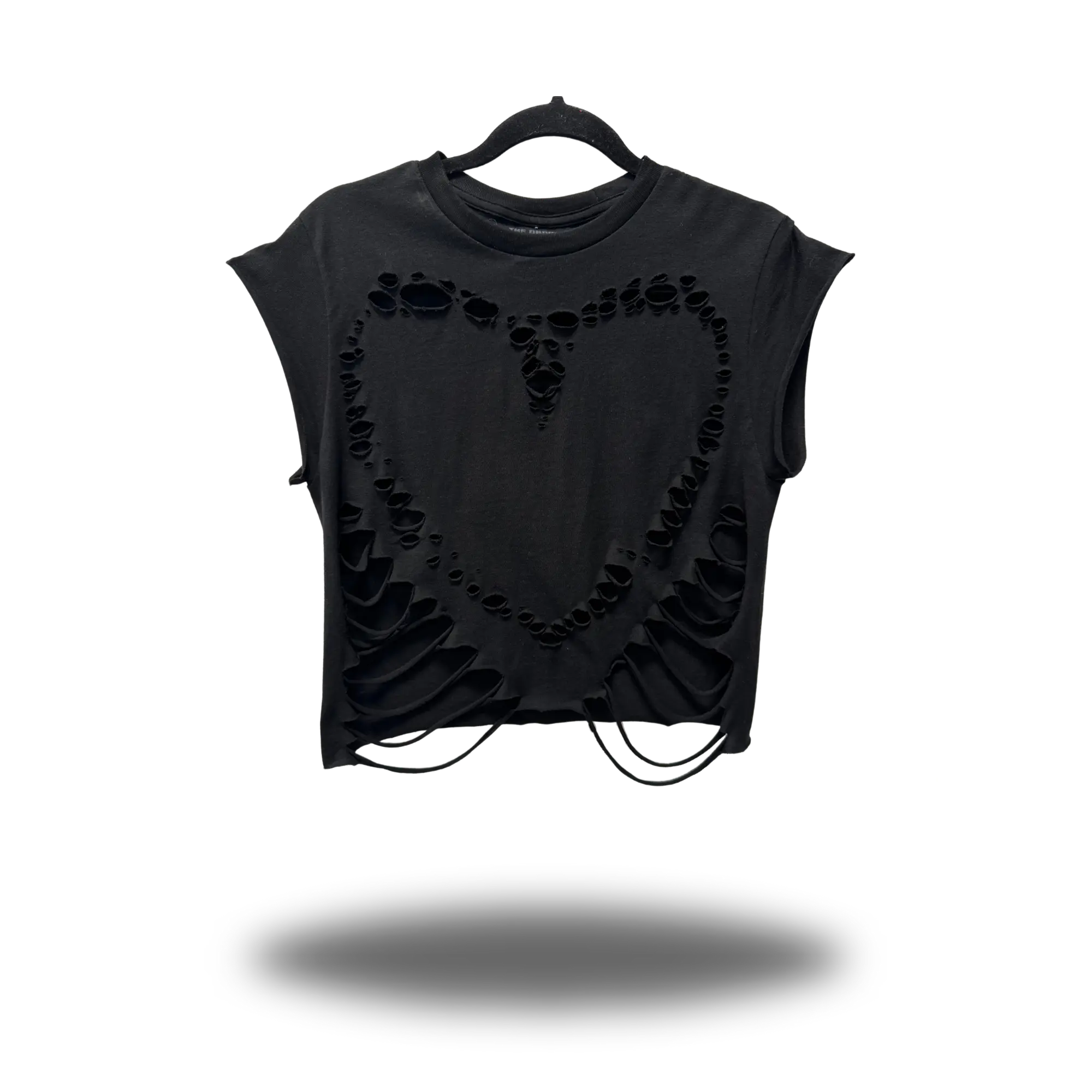 Road Rash Heart Black Crop Top – Hand Cut Custom Streetwear Crop Top, Biker Lifestyle Apparel, Y2K Grunge Fashion, TikTok Viral Clothing, Festival Outfit Top, Unisex Cotton Crop Tee, Handcrafted Crop Shirt