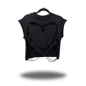 ROAD RASH HEART BLACK CROP TOP