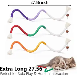 3 PCS Cat Chew Toys Rope Set, 27.56" Natural Sisal & Cotton Rope Cat Toys with Catnip, Pet-Friendly Teething & Oral Care Toys for Indoor Cats and Kittens