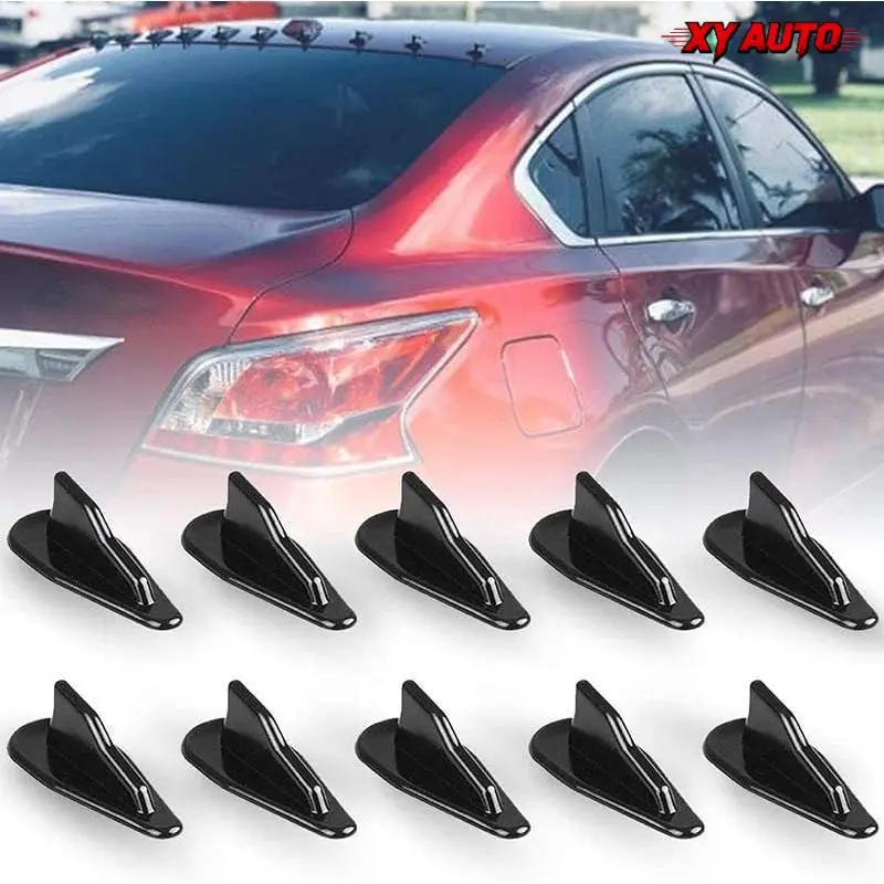 10pcs/Set Black Diffuser Shark Fin Kit, Air Vortex Generator Compatible with Spoiler Roof Wing Car Exterior Decoration Accessories