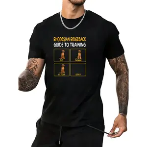 Casual Rhodesian Ridgeback Crewneck Tee – Fun "Sit," "Stay," & "Fetch" Graphics