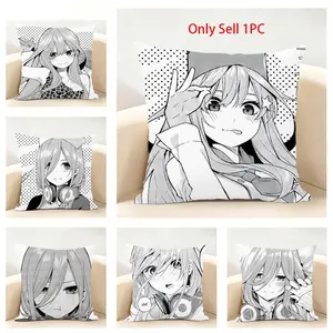 M-Miku Nakano W-Waifu Pillow Case Pillowcase Linen Detachable With Hidden Zipper Washable  Breathable  Moisture-absorbingnt Decor Home Living Room Bedroom Sofas Office Car Gift