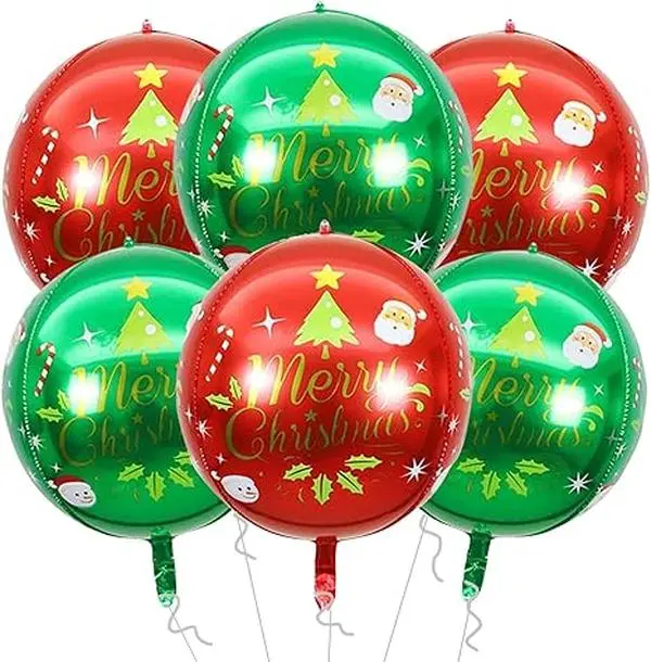 6pcs Christmas Balloons Red And Green Foil Balloon Christmas Decorations, New Year  Party Decor, Birthday Decorations for All Ages