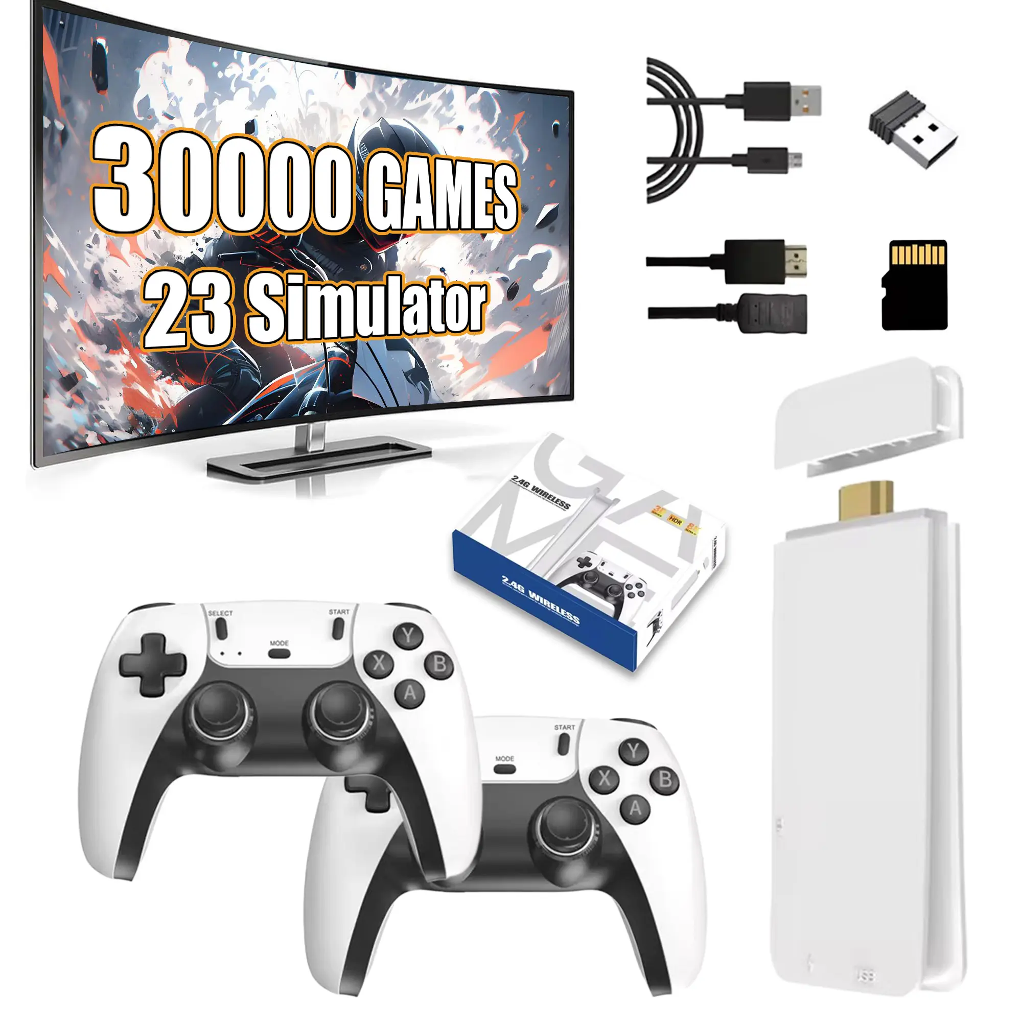 M15 128G Retro Game Stick,Retro Gaming Console Compatible With 28 Emulator,4K HDMI Wireless Retro Game Console with Dual 2.4Ghz Wireless Controllers,Plug and Play Video Gaming Stick for TV