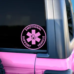 Emotional Support Vehicle Vinyl Decal set of 2- Car Stickers decor decoration