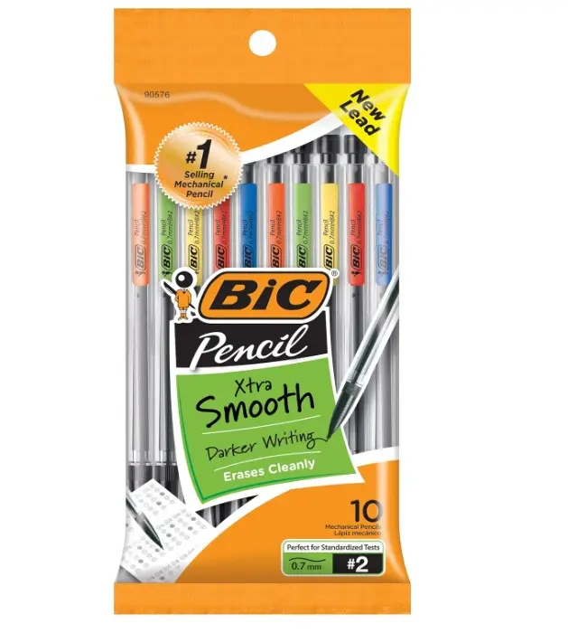 BIC Xtra-Smooth Mechanical Pencils With Erasers, Medium Point (0.7mm), 10-Count Pack, Mechanical Pencils for School or Office Supplies (MPP101-BLK)-Bach to school