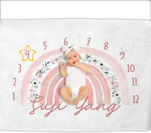 Personalized Gifts for with Customized Name, Monthly Milestone Blanket for Girl Boy, Blanket, Perfect Custom Blanket Gifts,50"x60"