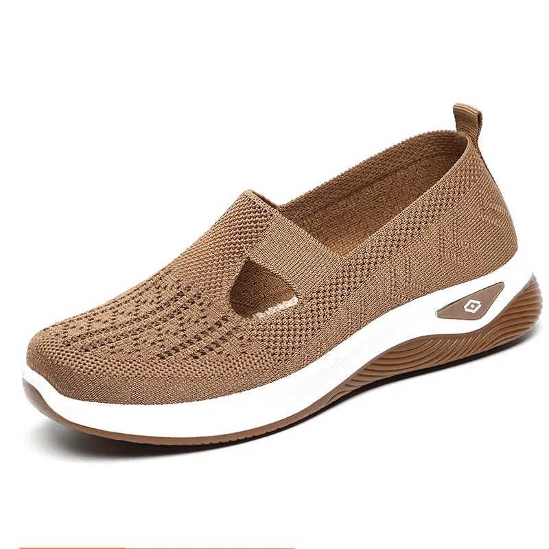 OFIREND Women's Knit Hollow Round Toe Slip-Ons - High Elastic PVC Sole Non-Slip Loafers, Soft Knitted Fabric Casual Wear Shoes for Commute & Nursing Work, Flat Heels, Indoor, Breathable, Casual Breathable Footwear, Knit Fabric