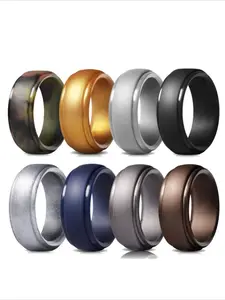 8mm Wide Curved Step Silicone Ring for Men Outdoor Sports Rubber Wedding Band Durable Comfortable  Best Seller