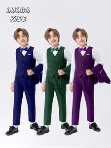 【luobokids】Boys' 4-piece suit set vest, paired with tie in the same color scheme, exquisite and fashionable. Gifts for birthdays, weddings, graduation ceremonies, churches, and other occasions! Formal slim fit boys' suit (excluding shirt)!