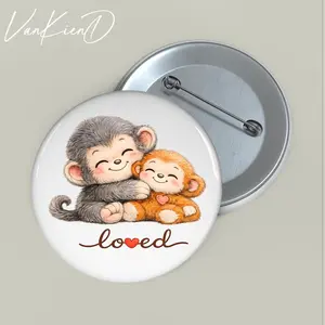 Punch The Monkey Pin Button | Adorable Hugging Meme | Heartwarming 2026 Meme Of The Year | Monkey Adorable Hugging Meme Pin