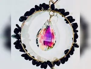 GA Long Chip Crystal Suncatcher: Obsidian (black)