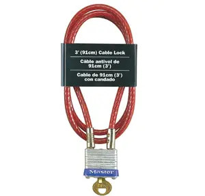 Master Lock 719D Steel Cable with Integrated Outdoor Padlock with Key, 1 Pack