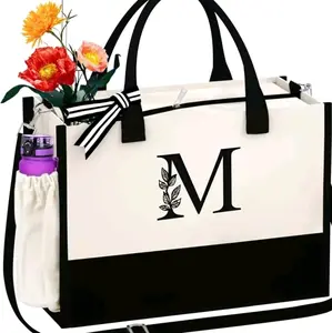 AUNOOL Monogrammed Beach Bridal Shower Tote Bag