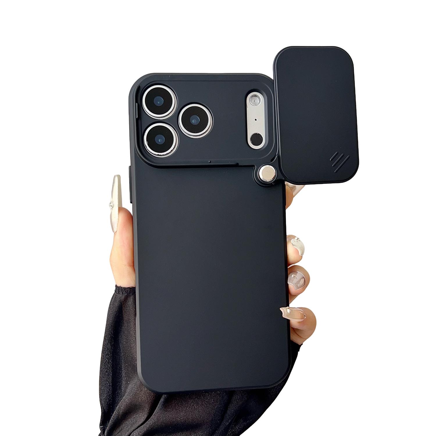 Solid Color Camera Lens Protector Case for iPhone 17 Pro Max 17 Air 16 15 14 13 Pro Max, Sliding Window Shockproof Bumper Cover Soft Silicone TPU Case