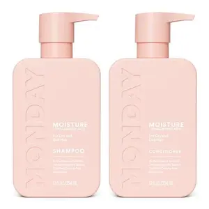 MONDAY HAIRCARE Moisture Shampoo + Conditioner Set for Dry, Coarse, Stressed, Frizzy Hair, Made with Coconut Oil, Rice Protein, Shea Butter and Vitamin E, All Natural, 12 fl oz (Pack of 2)