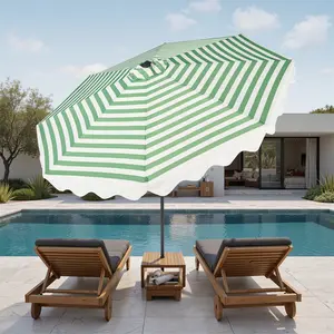 【Summer Vibes】Ovios 10Ft Outdoor Patio Umbrella with 8 Sturdy Ribs, Push Button Tilt and Crank, Outdoor Table Umbrella with 32 LED Lighted, Backyard Umbrella, Market Umbrella for Garden, Deck, Pool and Beach
