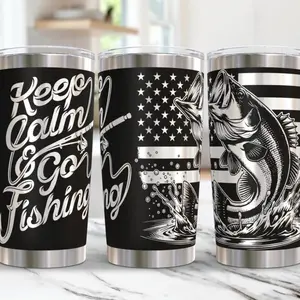 Keep Calm And Go Fishing 20 oz Yeti Tumbler Drinkware Engraved Mug Cup