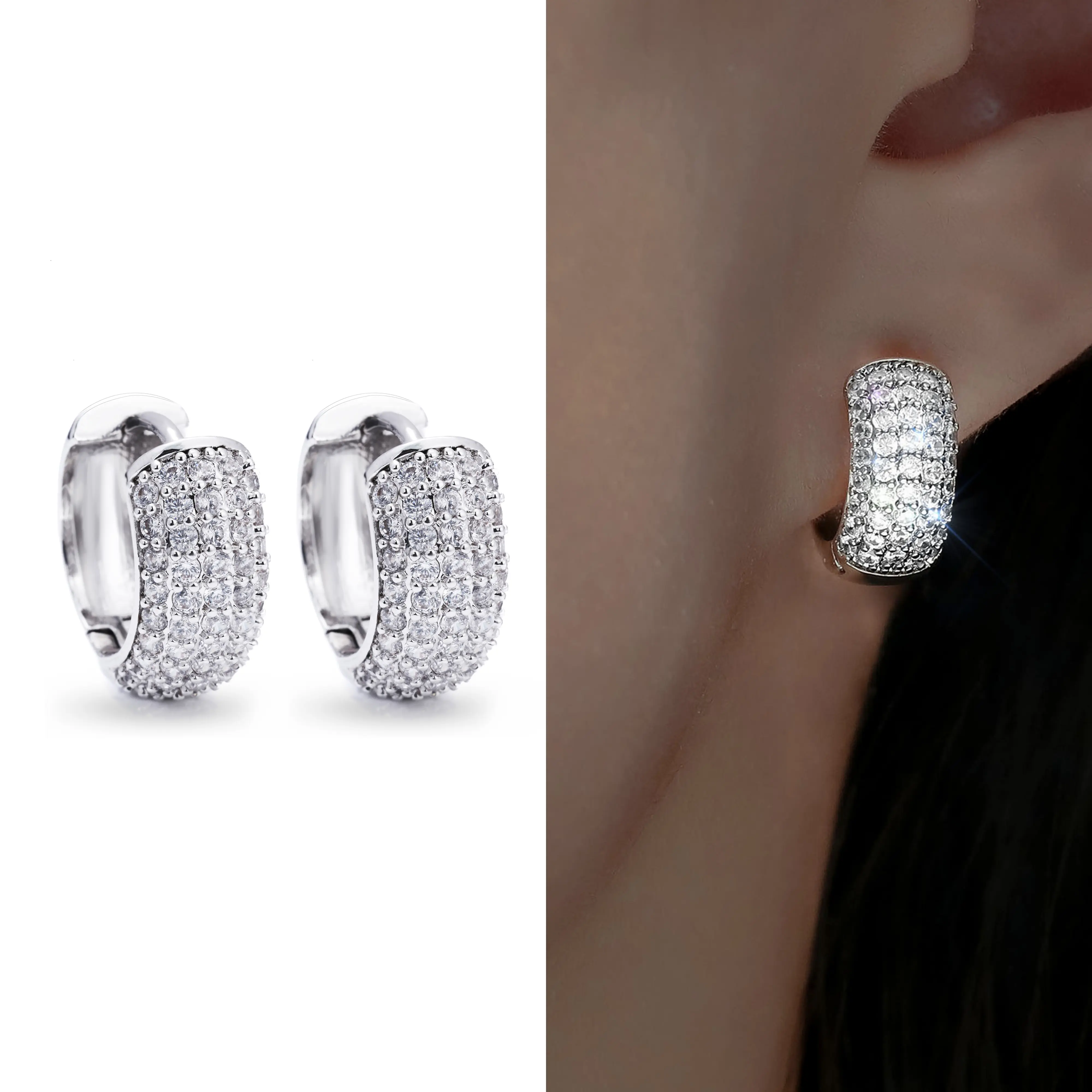 Hoop earrings 18K Gold Plated for men and women Imitation Diamond Jewelry Gift Hoop earrings 18K Gold Plated for men and women Imitation Diamond Jewelry Gift