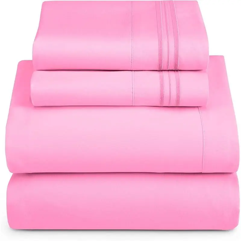 Split King Size - 5 Sheet, Double Brushed - Extra Pillowcases, Split King, Light Pink Split King Size - 5 Sheet, Double Brushed - Extra Pillowcases, Split King, Light Pink